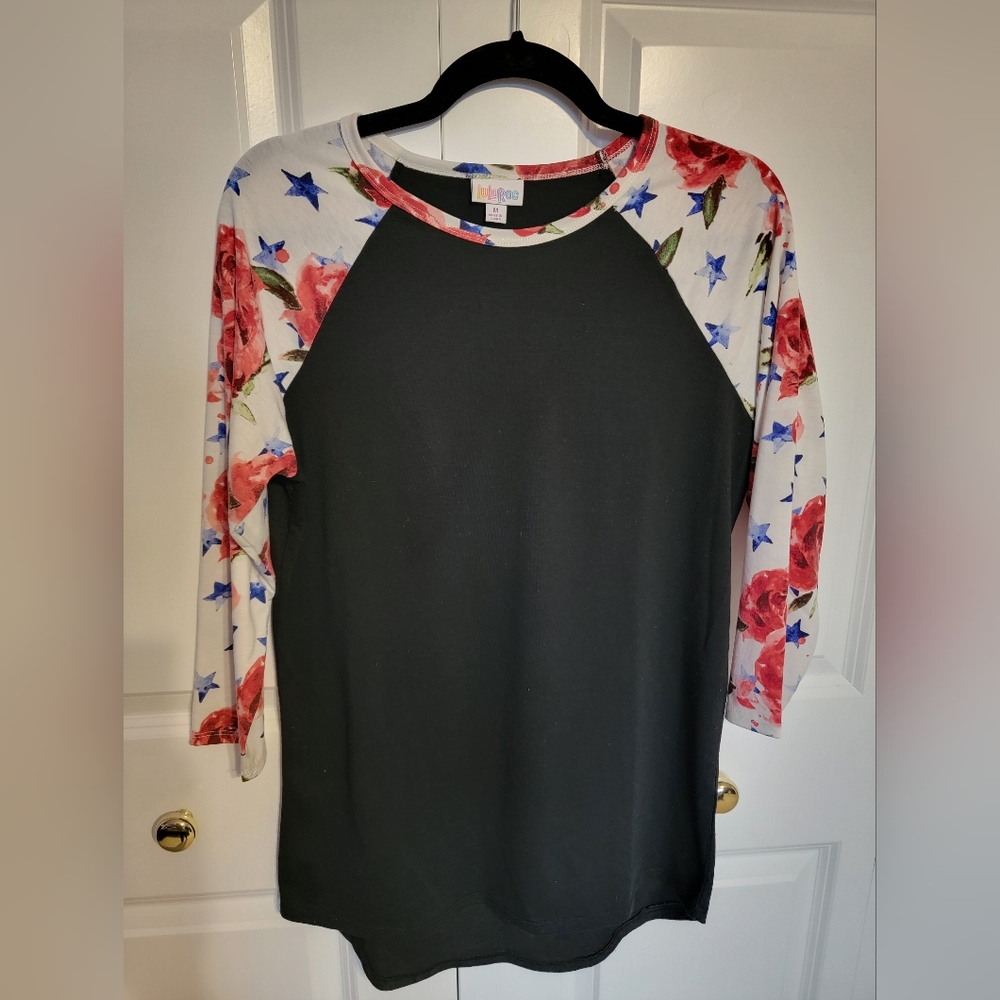 3/4 Sleeve Tee With Floral Sleeves